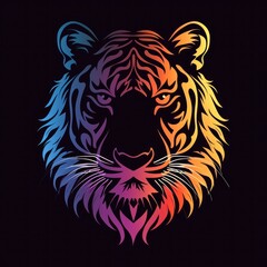 Vibrant Gradient Tiger Logo Illustration on a Plain Background