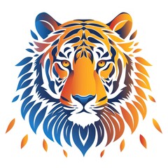 Fototapeta premium Vibrant Gradient Tiger Logo Illustration on a Plain Background