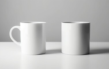 Isolated mug cups on white background. Mockup for design