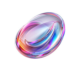 Holographic liquid metal shape isolated. Colorful holographic texture circle. Iridescent wavy melted substance.