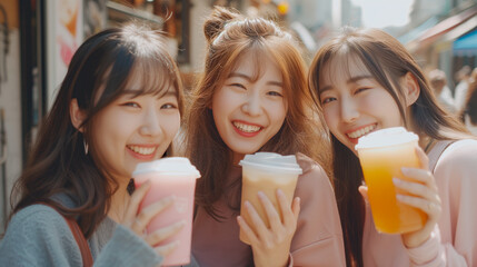 Young Asian man drinking with friends and colleagues at party. Images of welcome parties, farewell parties, and year-end parties for newcomers.
