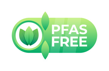 Environmentally safe PFAS free badge with leaf symbol for non-toxic consumer products