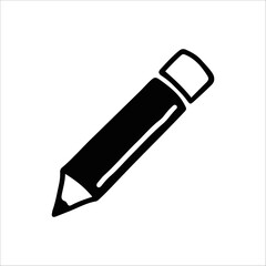 Black and White Graphic of a Pencil Icon on a Plain Background
