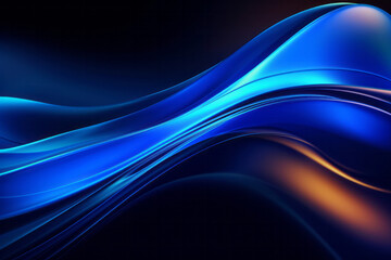 Abstract Blue and Gold Background With Wavy Lines