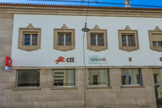Matosinhos, Portugal - December 9, 2016: Banco CTT postal bank on Brito Capelo street, Matosinhos city