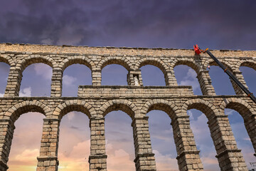 Medieval aqueduct in Segovia, Spain