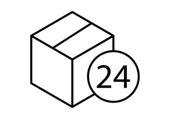 Icono negro de una caja de 24 horas de rapidez. 
