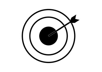 Icono negro de diana con flecha en fondo blanco. © Gabrieuskal