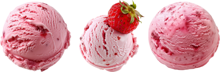 Strawberry ice cream ball transparent background PNG clipart