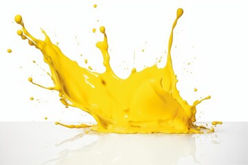 A yellow paint splash with white background