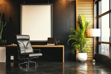 Fototapeta premium Chair and Desk in Room, A Functional Workstation for Productivity