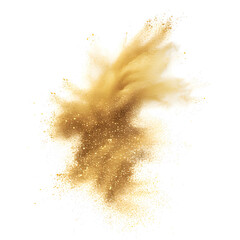 a gold dust explosion on a white background