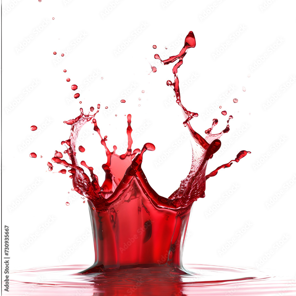 Poster a red liquid splashing on a transparent background