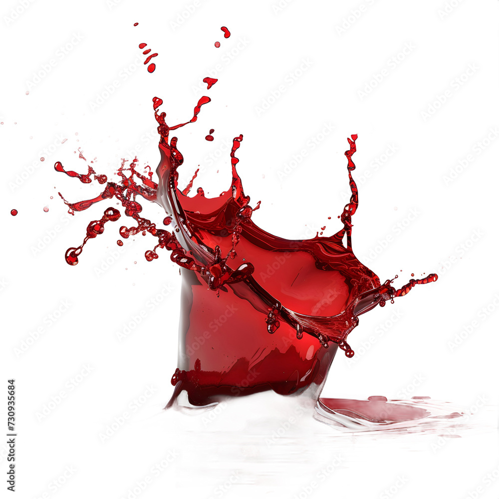 Poster a red liquid splashing on a transparent background