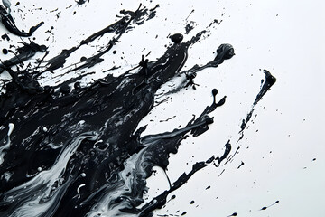black paint thrown up on a white background  