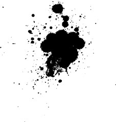 black ink painting splash splatter in grunge graphic on white background