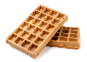 Waffles close-up on a white background. Isolated