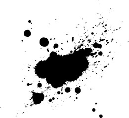 black watercolor dropped splash splatter on white background