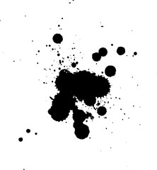black watercolor painting splatter splash on white background