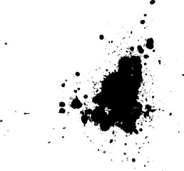 black watercolor painting splash splatter on white background