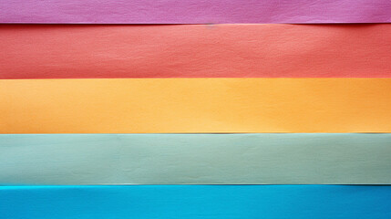 Colorful Array of Horizontal Paper Sheets in Pink, Orange, Yellow, Green, and Blue Created With Generative AI Technology