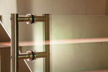 Interior abstract view of glass door handle