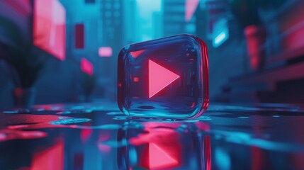 Video play button virtual 3d model