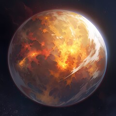 Fiery Planet Illustration