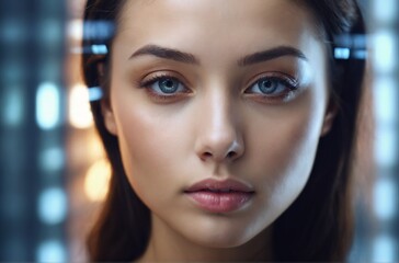 Portrait beauty woman with clear skin. AI generated
