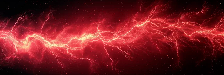 Fotobehang Lightning illustration, colorful wide format image on black background.  © Melvillian