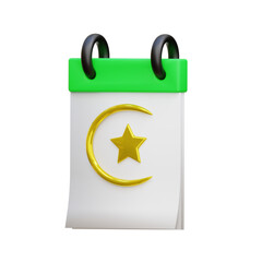 3D islamic calender icon illustration for yur design