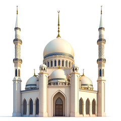 Fototapeta na wymiar 3d muslim mosque one white background