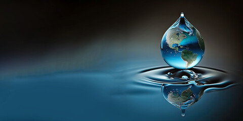 earth with water drop for saving water and a sustainable, World water day,.