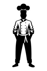 Chef portrait silhouette icon symbol. Flat vector illustration