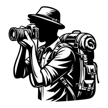 recommend clip art: Travel Photographer shooting clip art. Vector illustration