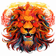 Obraz premium Portrait of a lion with a gorgeous mane in vector pop art style