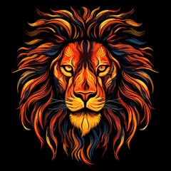 Obraz premium Portrait of a lion with a gorgeous mane in vector pop art style
