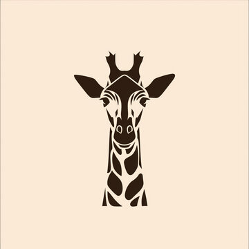 Giraffe head silhouette, flat logo, no color