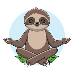 vector cute hand-drawn Meditation sloth concept character illustration