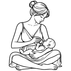 Bottle Feeding Sketch Drawing.