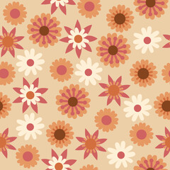 Retro Flowers Seamless Pattern Design