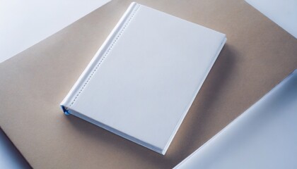mockup of white book notebook copybook blank notepad cover on white background layout mock up ready...