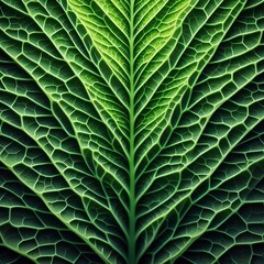 Extremely close up shot of green leaf structure