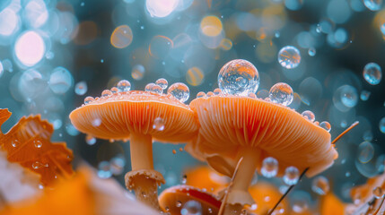 Colorful Mushrooms Background. Homeopathy and dietary supplements from medicinal herbs