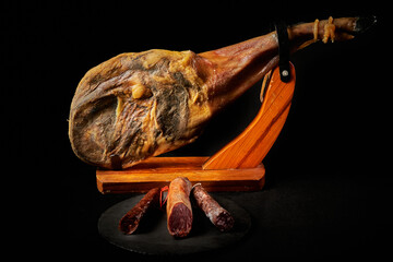 Spanish Iberian groumet sausages; ham, chorizo, salami and loin