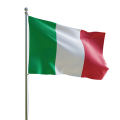 3d render PSD italy realistic flag with pole