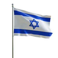 3d render PSD israel realistic flag with pole