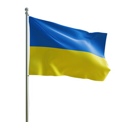 3d render PSD Ukraine realistic flag with pole