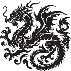 Fototapeta premium flying dragon silhouettes