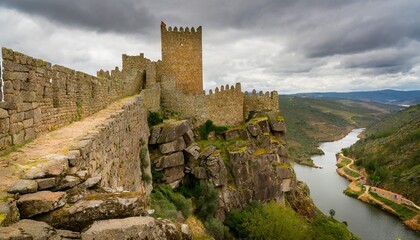 medieval castle on a cliff on a cloudy day algoso vimioso miranda do douro braganca tras os montes portugal - Powered by Adobe